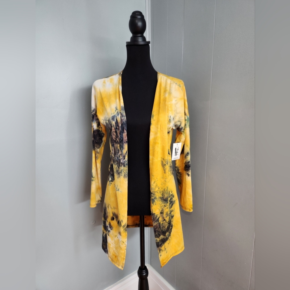 Vibe Sportswear Size‎ XS Yellow Black Tie Dye Cardigan NWT